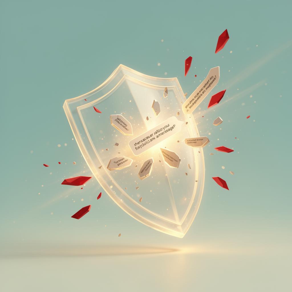 A glowing shield deflecting suspicious messages
